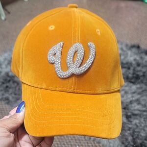 Gold Cap with Rhinestone W